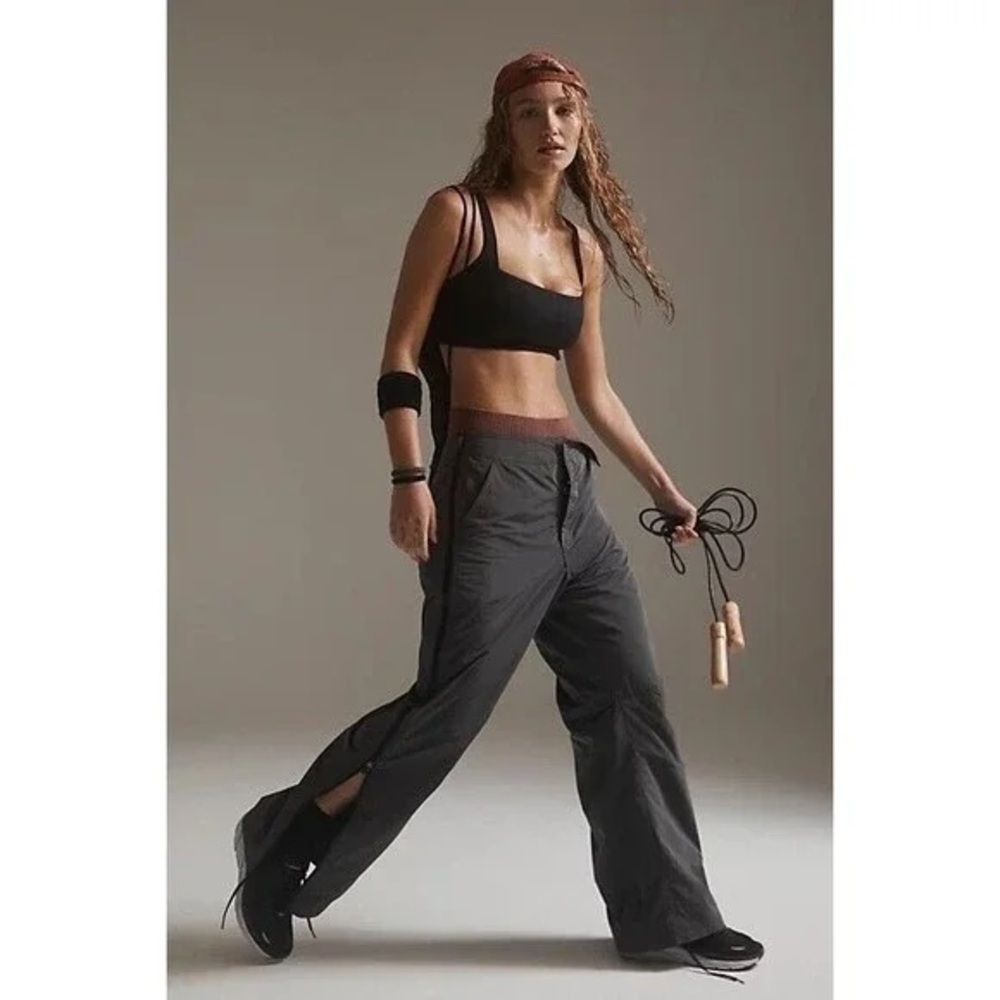 Free People Movement Nova Gray Lined Zip Up Wide Leg High Rise Athletic … - Picture 3 of 13